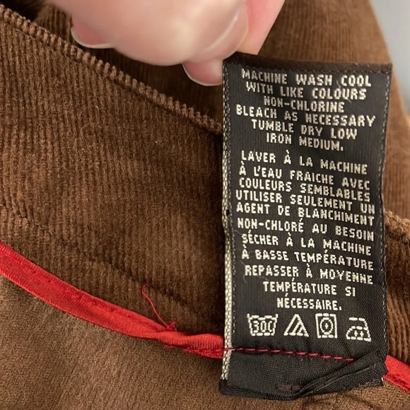 COTTON GINNY Y2K Brown Midi Skirt Corduroy Back Slit Pockets Cotton Spandex 5 - Picture 10 of 12